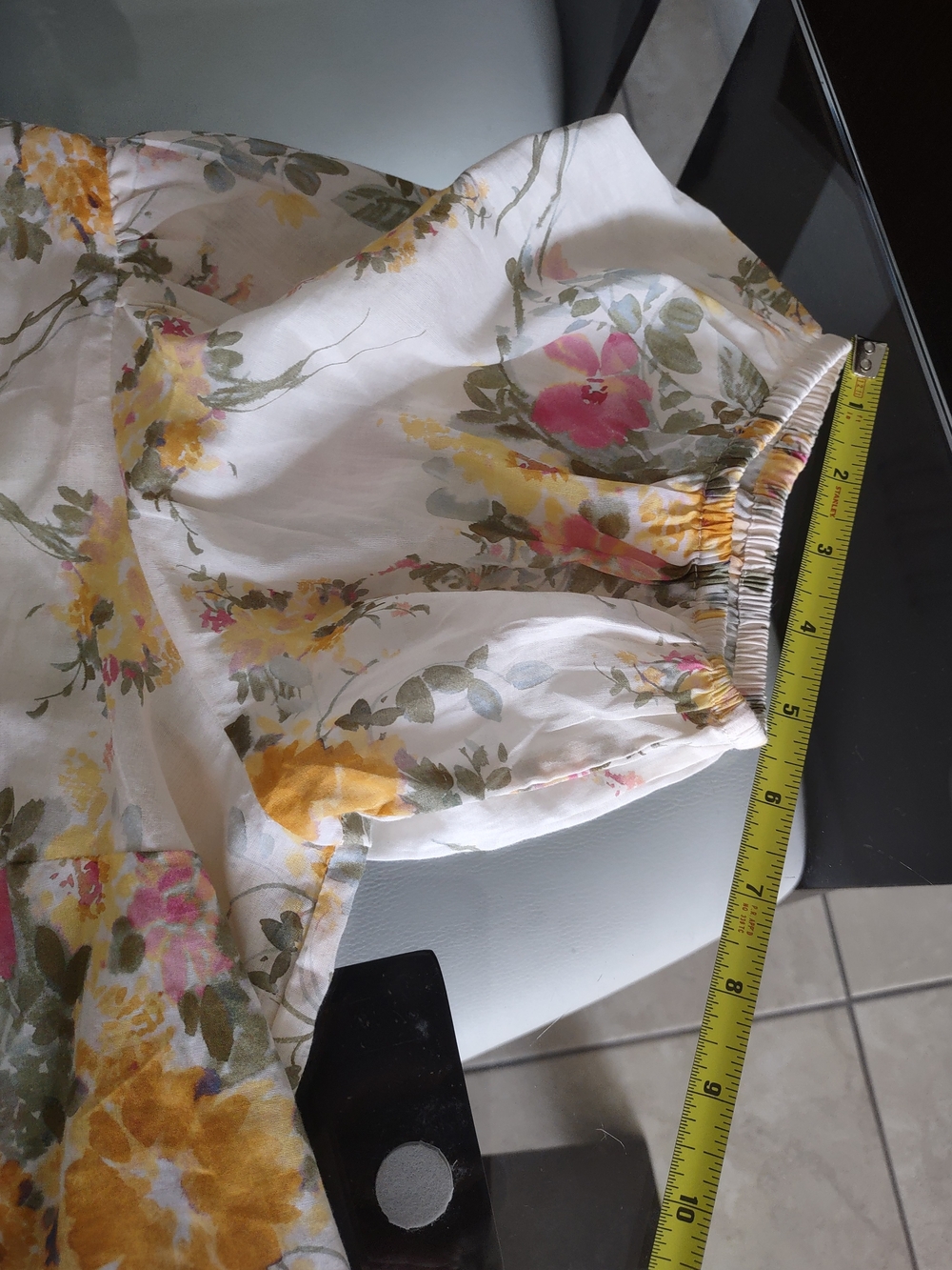 CeCe Cream Floral Peplum Cotton Blouse with Yellow & Pink Flowers - Picture 3 of 9
